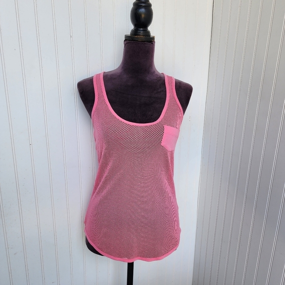 MODA International Tank Top Mesh  Racerback Athletic Mesh Pocket Women Pink Sz S - Picture 1 of 10